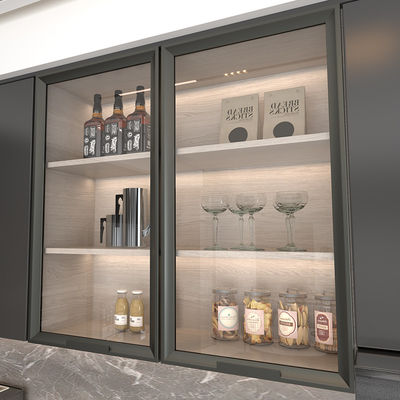 Matte Negro Muebles de cocina moderna de aluminio perfil para la puerta del gabinete