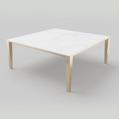 Cuadrado de aluminio Muebles para el hogar Centro Mesa de té de mármol blanco 180 mm de altura