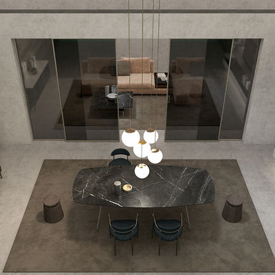 Muebles para el hogar de aluminio ligero Plato de roca Mesa de comedor Set 140x80 160x80
