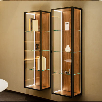 Cuarto de estar de vidrio de pared Almirah gabinete de pantalla de pared con cerradura