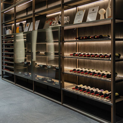 Cocina Gabinete de cristal de la despensa Armario de la pared Almirah con porta de cristal Estante de vino