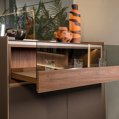 Cabinet de visualización de vino de vidrio de sala de estar de ODM enmarcado en aluminio