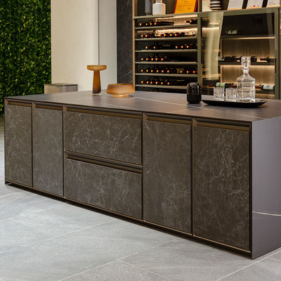 Matte Negro lacado Modular Cocina Almirah Bar Cabinets A medida