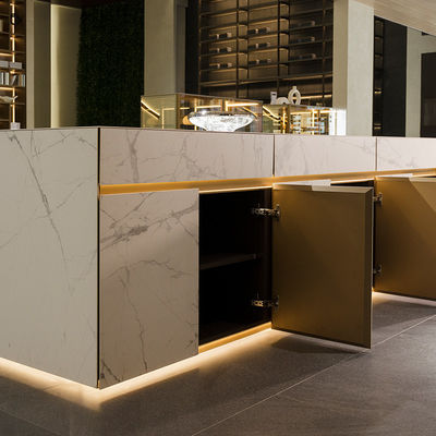 Cocina modular de aluminio blanco Armarios de Almirah Isla de costumbre