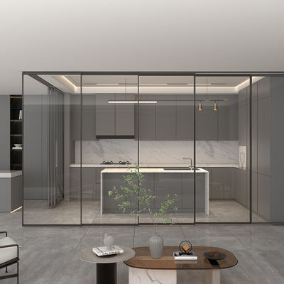 Puertas interiores con marco de aluminio con vidrio de línea delgada