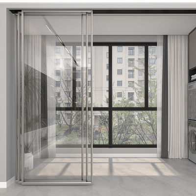 Puertas correderas de aluminio de vidrio triplo de 8 pies estrecho delgado