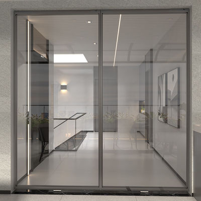 Puertas corredizas internas de aluminio de línea delgada de doble doble gris Balcón ODM