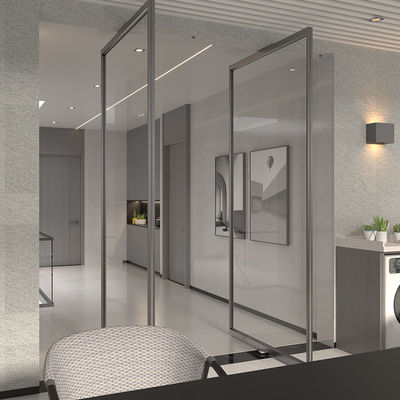 Puertas correderas de aluminio de vidrio templado de interior con eje de aluminio