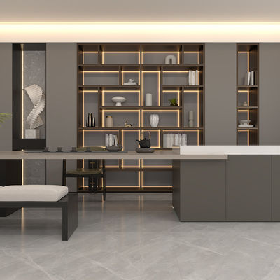 Esquina de cocina modular Armario de almacenamiento Vitrina de pantalla de vidrio con luces