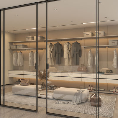 Hotel Cuadro de aluminio Puerta corredera de vidrio de cierre suave sincronización Puerta corredera de vidrio