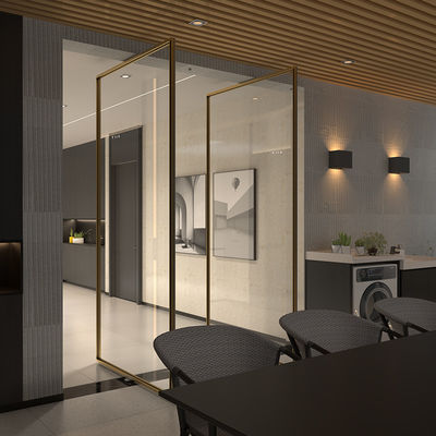 Puertas de aluminio de lujo de marco interior de pivote para la casa a prueba de viento